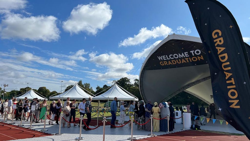 production bureau live events university of east anglia tents banners and entrance