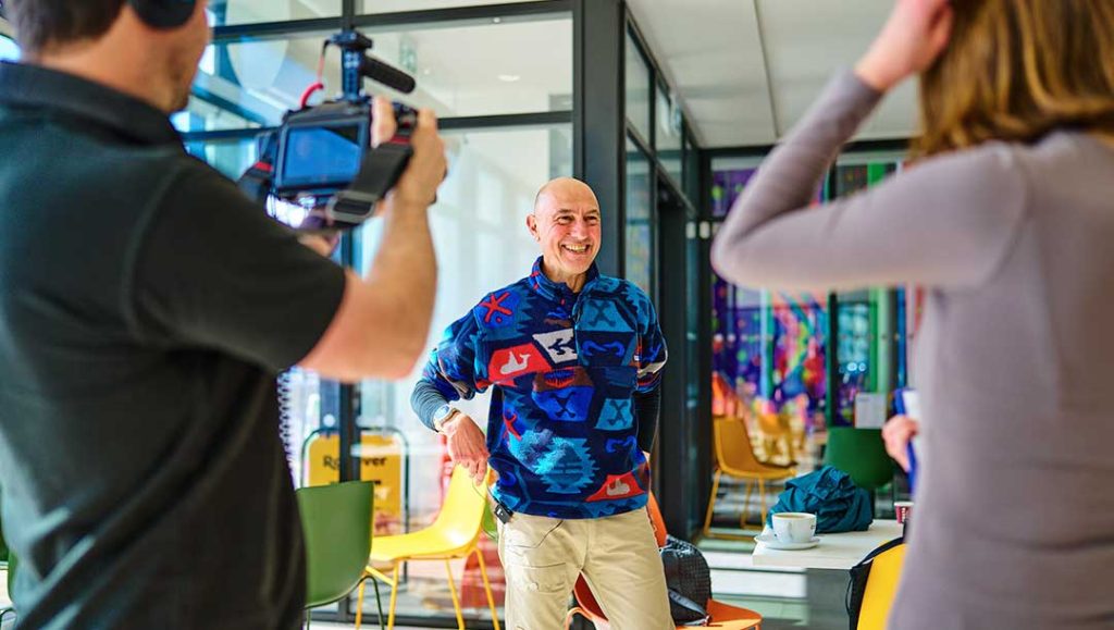 production bureau motion and production team interviewing and guiding participants for the active norfolk project