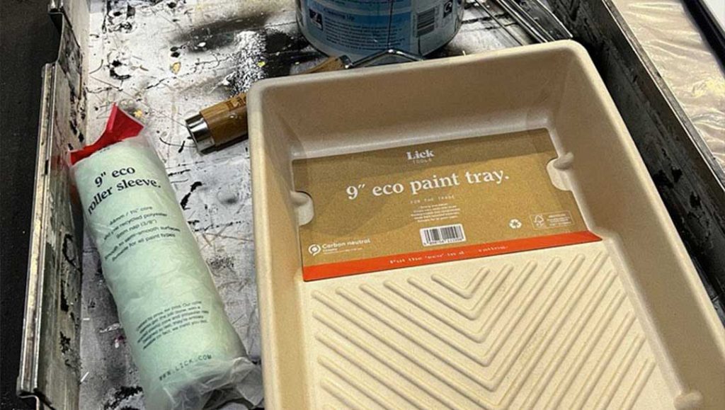 production bureau staff member recycling materials and using eco friendly recourses