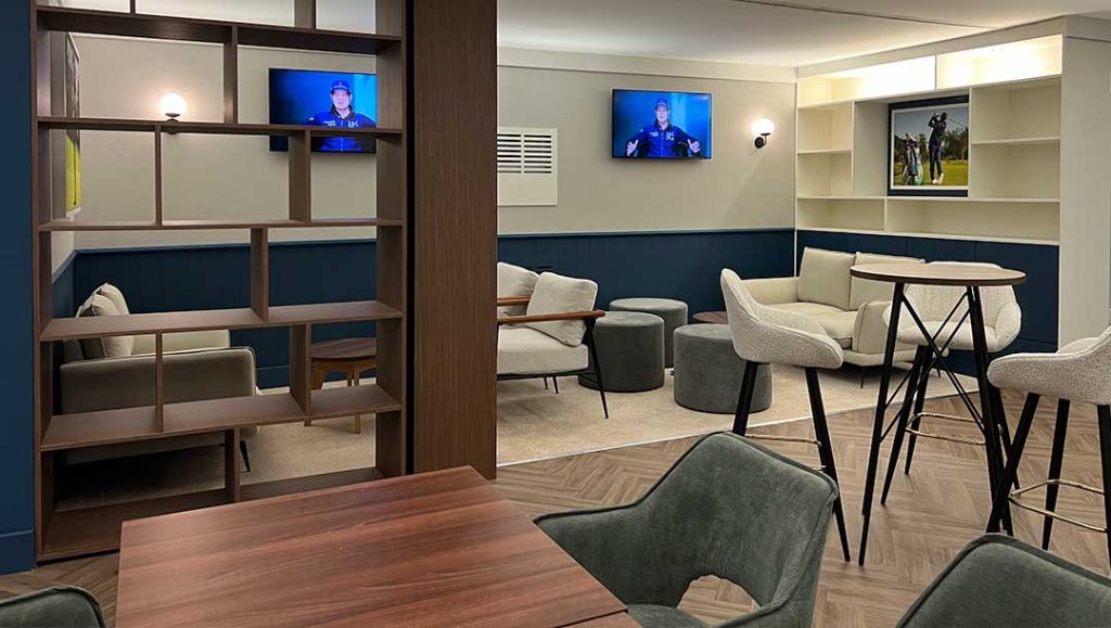 netjets private aircraft solutions lounge area designed and built by production bureaus team, using sustainable materials