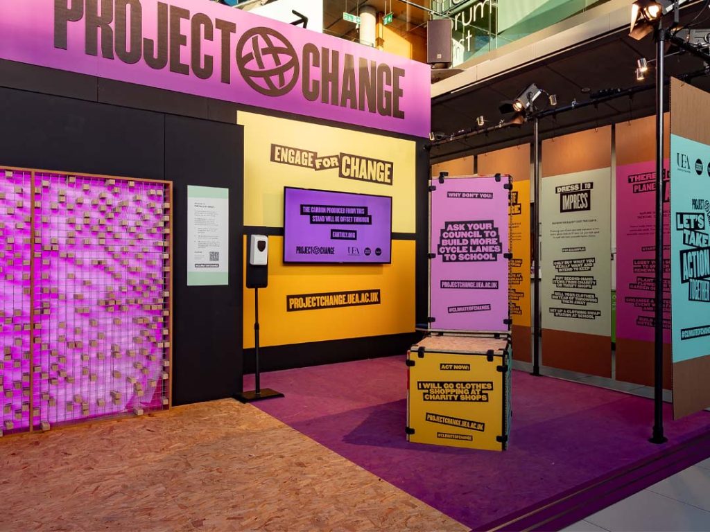 project change university of east anglia mammoth production bureau spatial and set design team designing and constructing exhibition stand