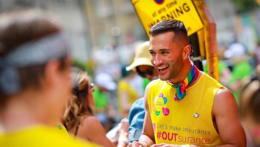 aviva pride case study working with production bureau team to design flags, leaflets, window decals