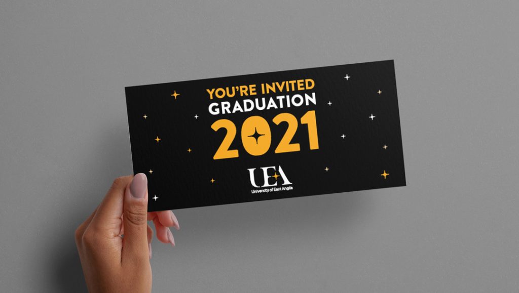 uea university of east anglia graduation ceremony ticket designed by production bureau