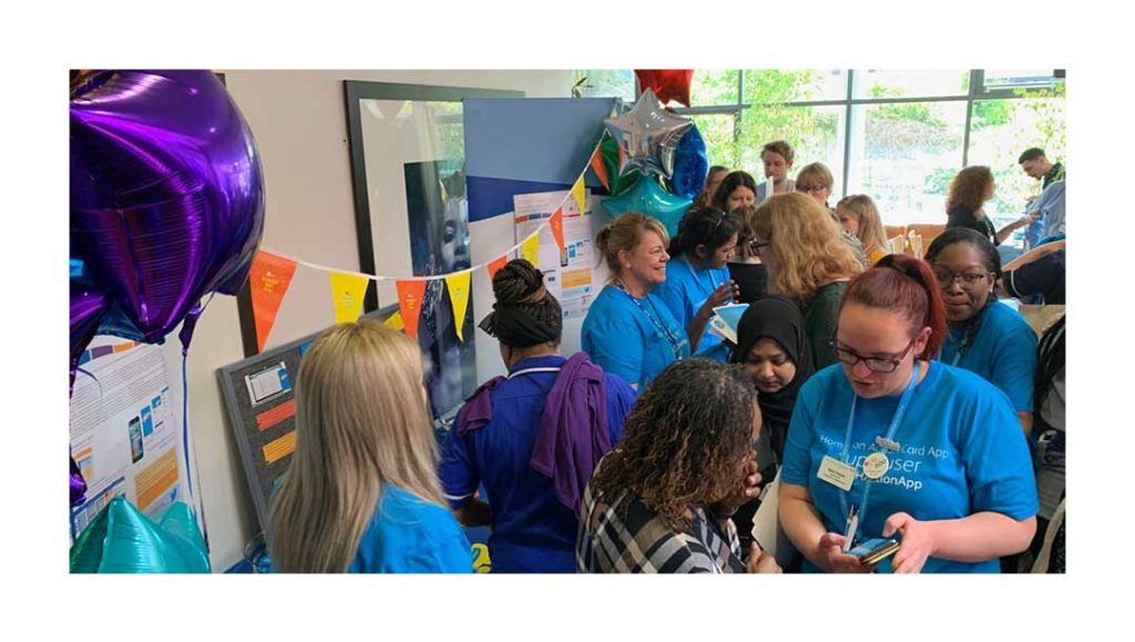 nhs homerton digital solution responsive app developed by production bureau staff members trying out the education and informative app