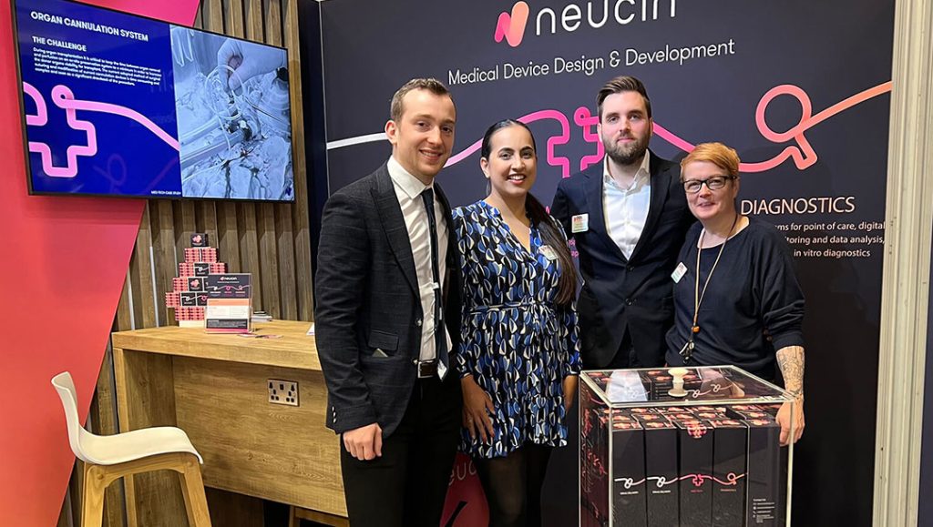 norfolk medical product design company neucin working with production bureau team on a complete rebrand spatial and exhibition design