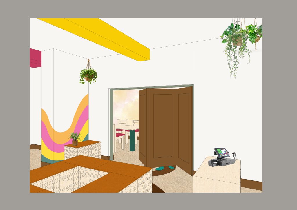 production bureau spatial and set team designing clare school indoor shop space